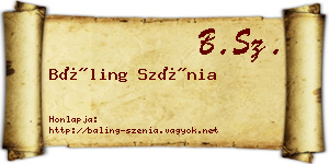 Báling Szénia névjegykártya